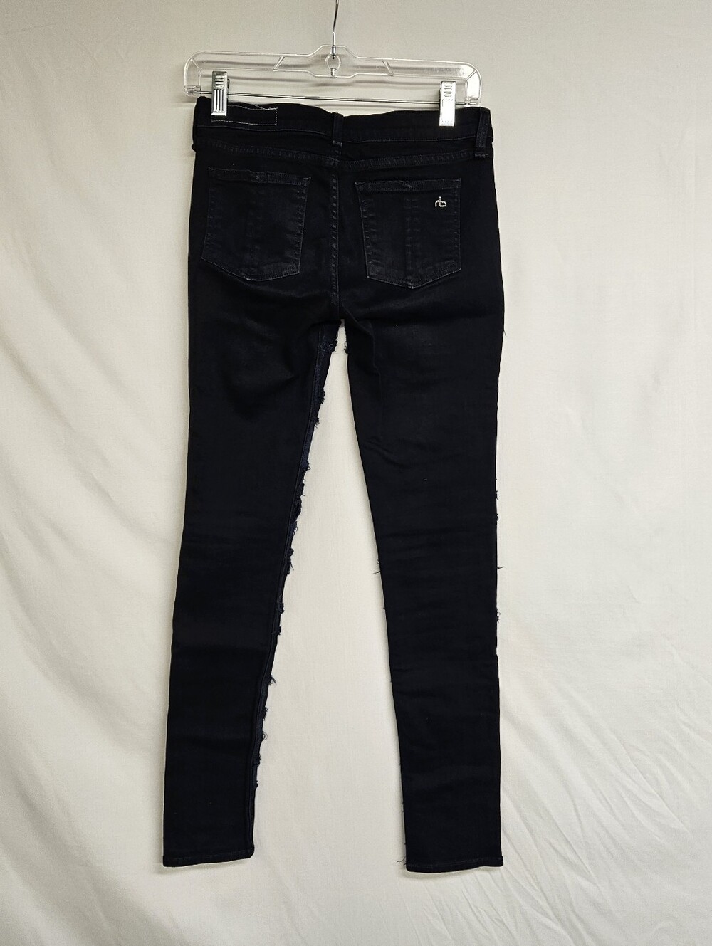 RAG & BONE Skinny Patch & Repair Jeans in Torn Coal(Navy w Black Overdye)Size 25 - Picture 3 of 14